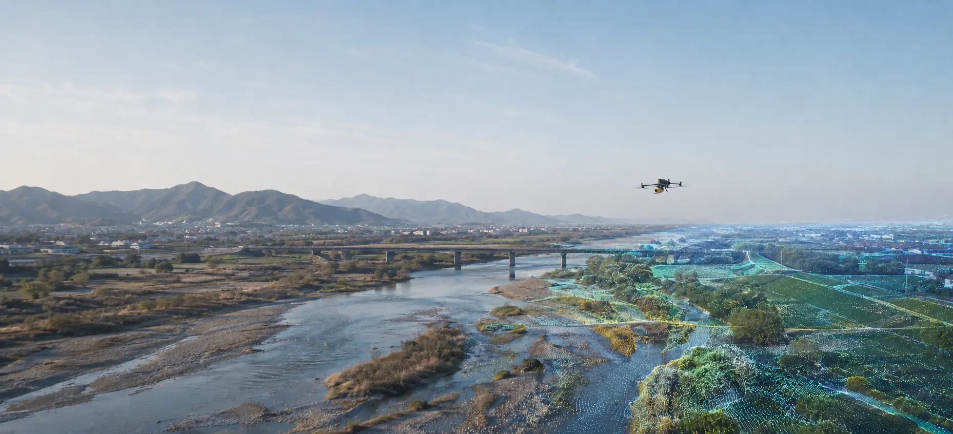UAV、地上SLAM、水上計測による全方位3D測量