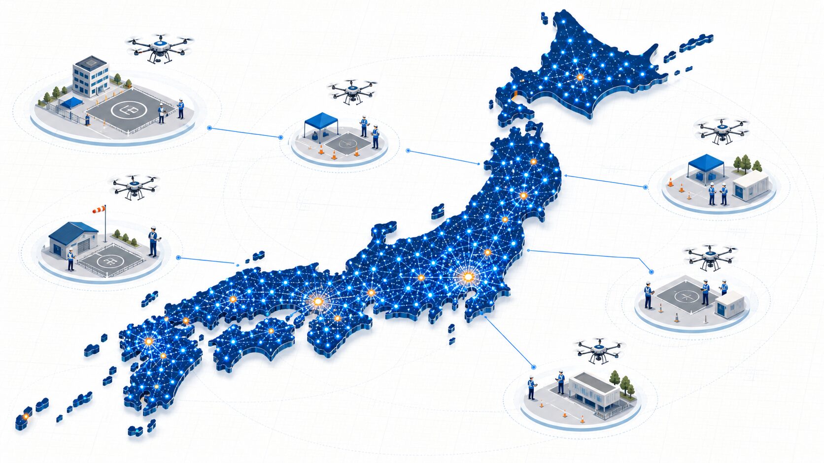 全国に広がるドローン登録講習機関の分布イメージ