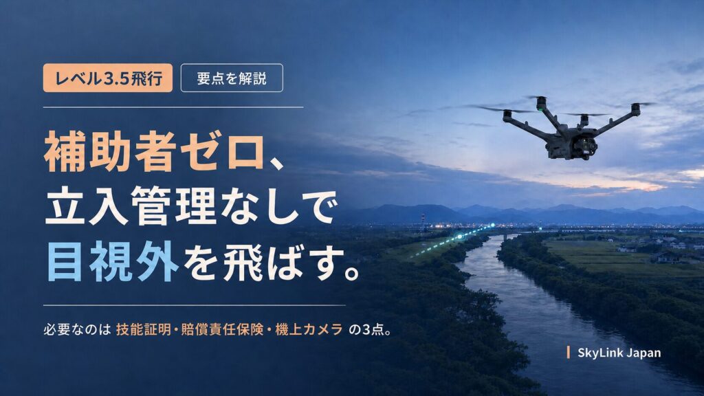 レベル3.5飛行|補助者ゼロ・立入管理なしで目視外飛行を行うイメージ