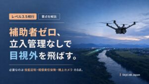 レベル3.5飛行｜補助者ゼロ・立入管理なしで目視外飛行を行うイメージ