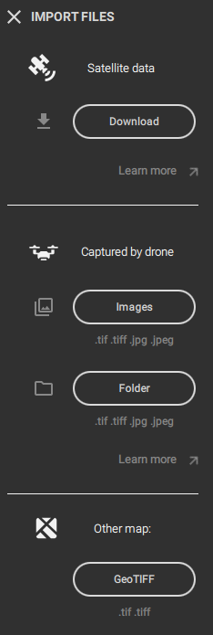 PIX4Dfieldsのデータ読み込み画面