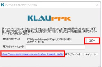 無効化用テキストが表示される画面
