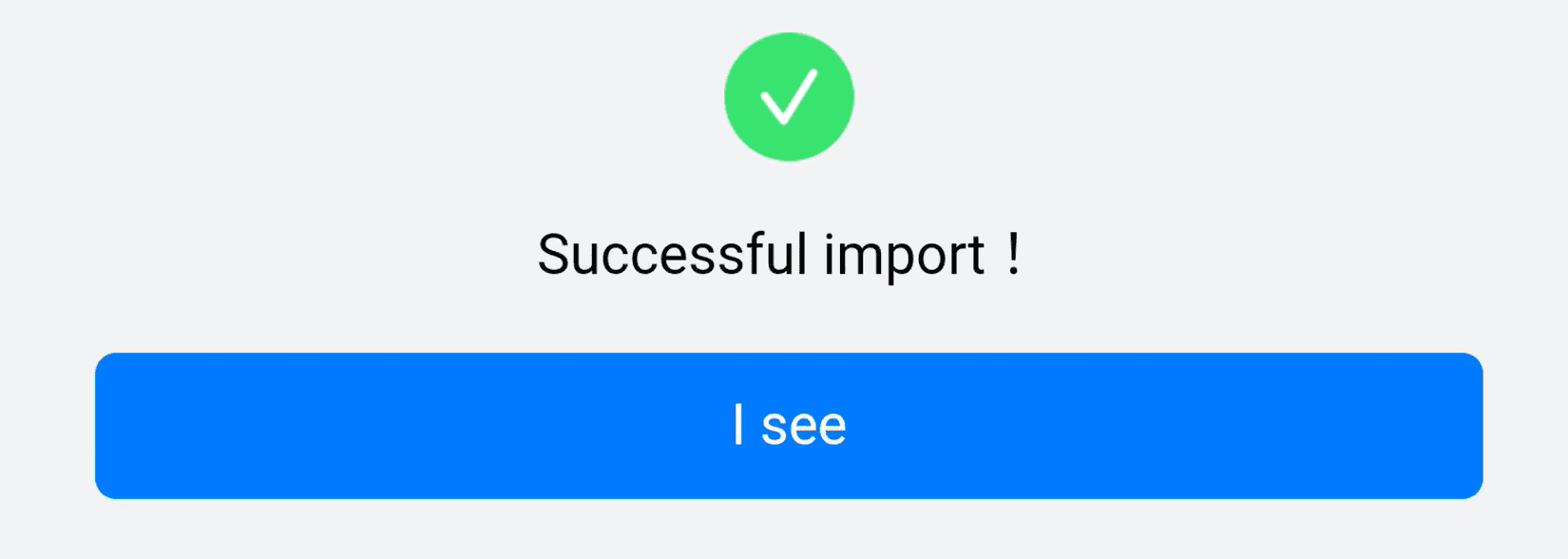 [Successful import]と表示された設定完了画面