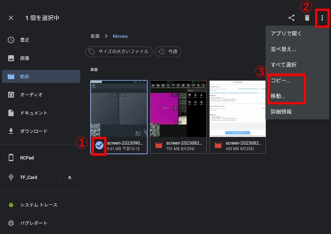 「ファイル」アプリに接続した記憶媒体が表示された画面