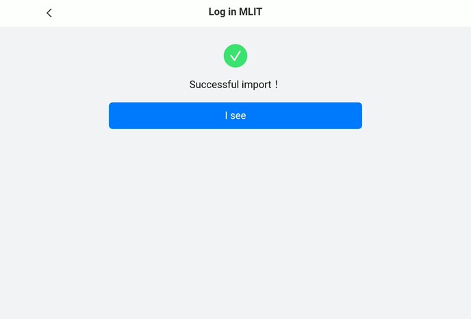 インポート完了を示す[Successful import]の表示