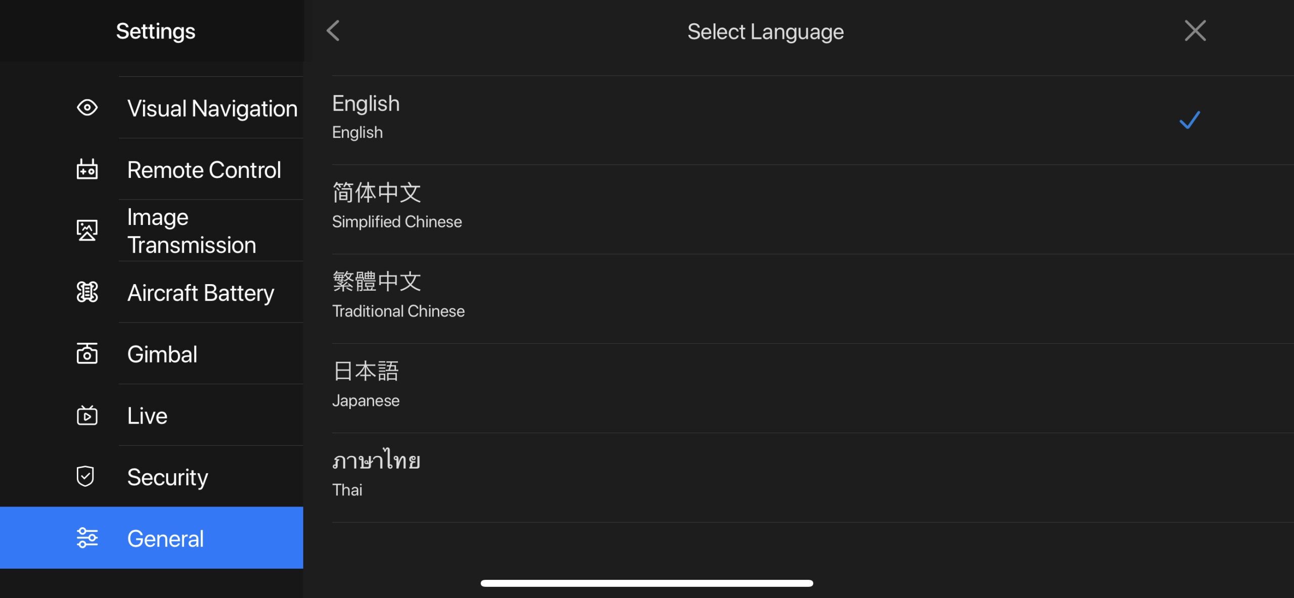 Autel Explorerアプリの言語設定画面(3)