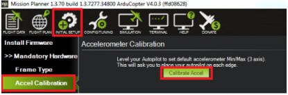Mission PlannerのAccel Calibration画面
