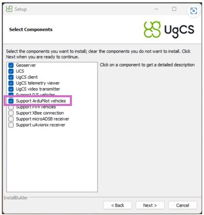 UgCSインストーラーのSelect Components画面